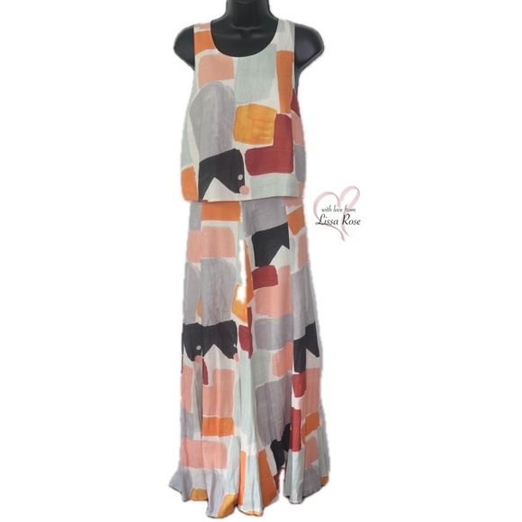 Anthropologie Dresses & Skirts - Aria Mosaic Linen Skirt Racerback Colorful Set (Moglea for Anthropologie)